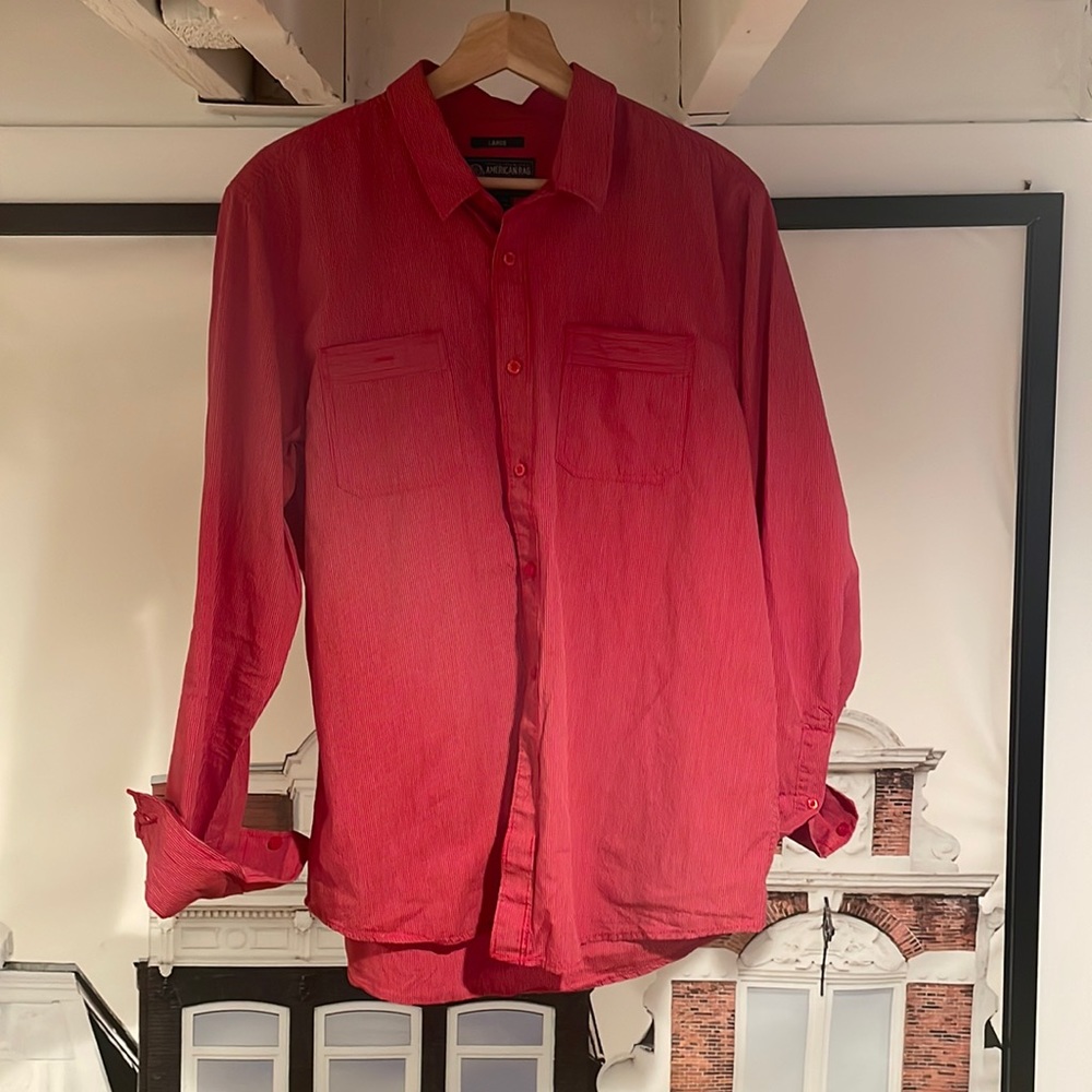 Men’s long sleeve button down.